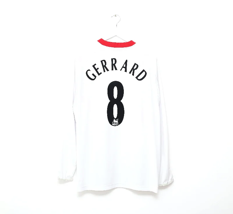 2005/06 GERRARD #8 Liverpool Vintage Reebok Away LS Football Shirt Jersey (XXL)