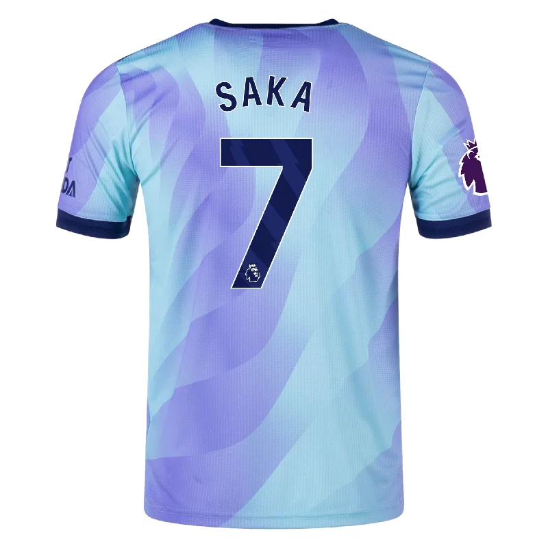 adidas Arsenal Authentic Bukayo Saka Third Jersey w/ EPL Patch 24/25 (Clear Aqua/Light Flash Purple)