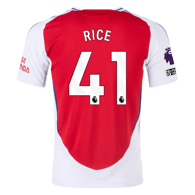 adidas Arsenal Authentic Declan Rice Home Jersey w/ EPL + No Room For Racism Patches 24/25 (Better Scarlet/White)