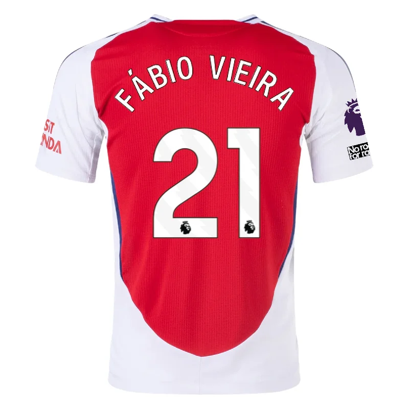 adidas Arsenal Authentic Fábio Vieira Home Jersey w/ EPL + No Room For Racism Patches 24/25 (Better Scarlet/White)