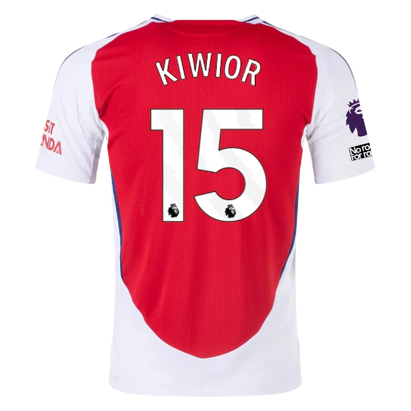 adidas Arsenal Authentic Jakub Kiwior Home Jersey w/ EPL + No Room For Racism Patches 24/25 (Better Scarlet/White)