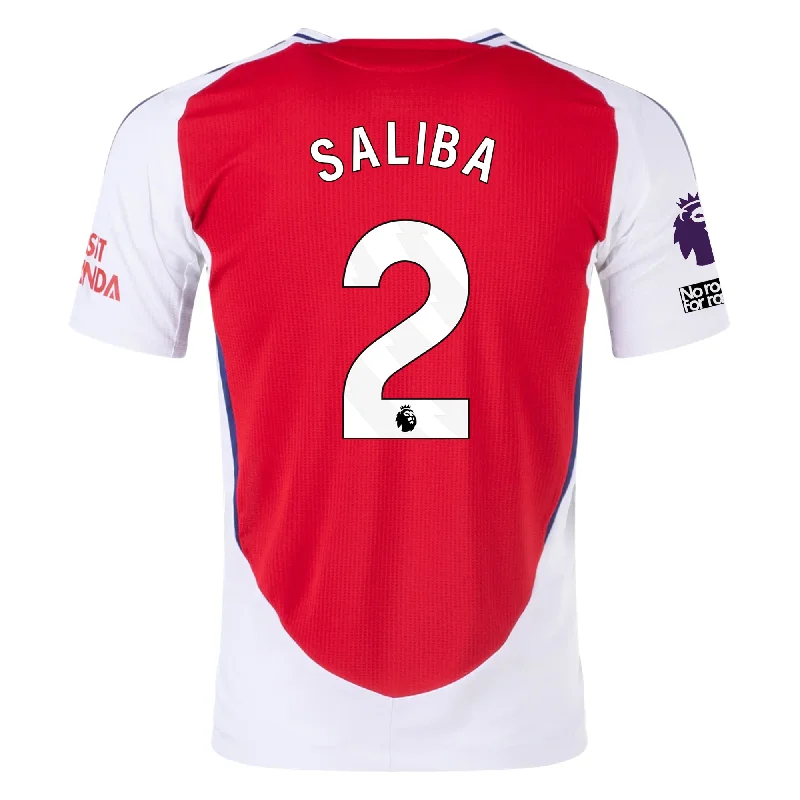 adidas Arsenal Authentic William Saliba Home Jersey w/ EPL + No Room For Racism Patches 24/25 (Better Scarlet/White)