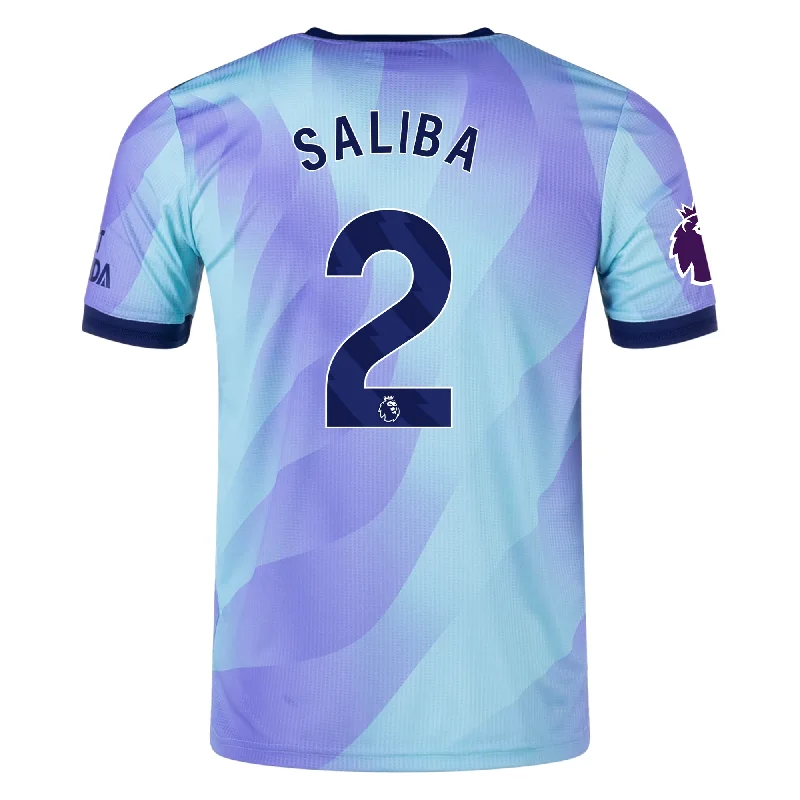 adidas Arsenal Authentic William Saliba Third Jersey w/ EPL Patch 24/25 (Clear Aqua/Light Flash Purple)