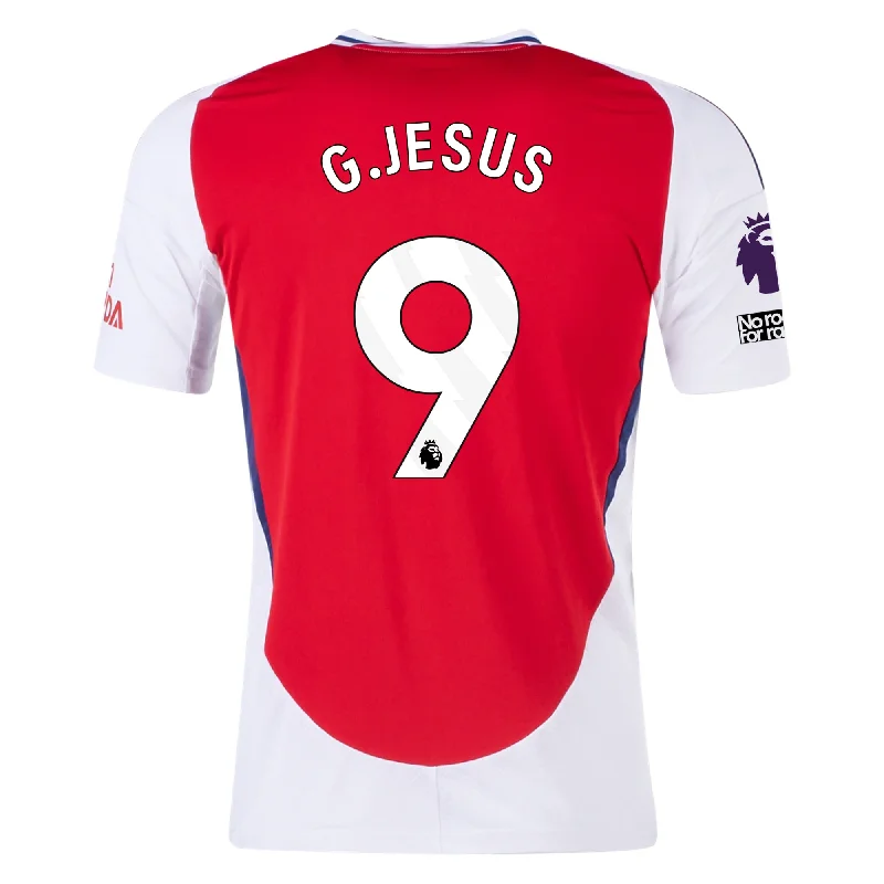 adidas Arsenal Gabriel Jesus Home Jersey w/ EPL + No Room For Racism Patches 24/25 (Better Scarlet/White)