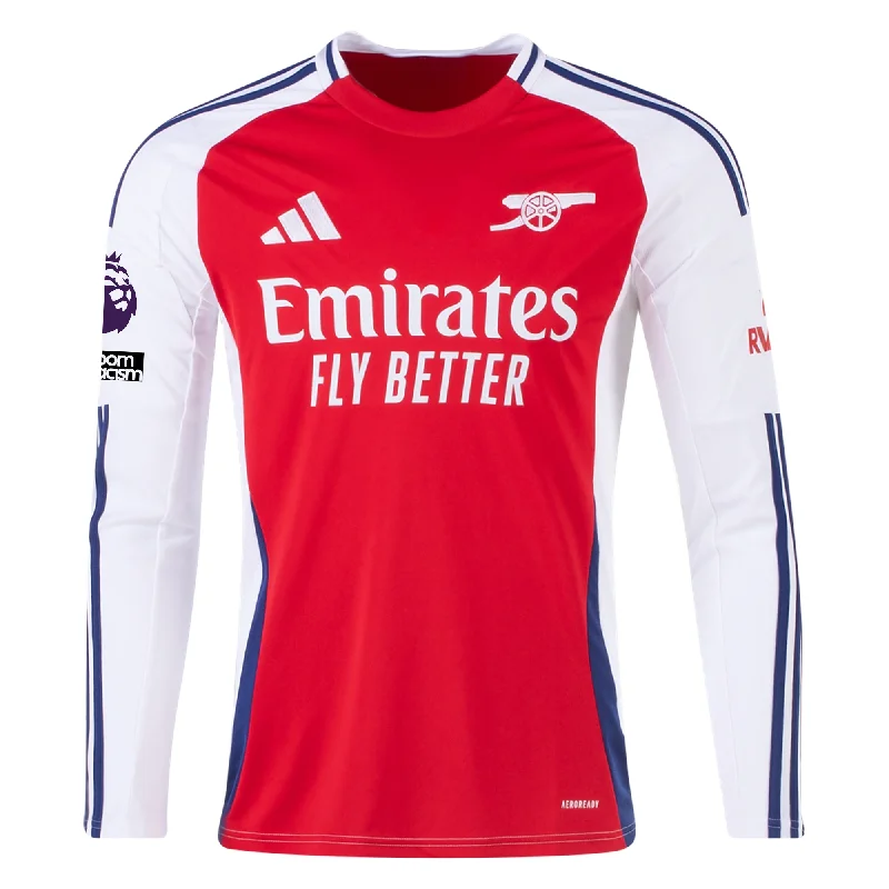 adidas Arsenal Home Long Sleeve Jersey w/ EPL + No Room For Racism Patches 24/25 (Better Scarlet/White)