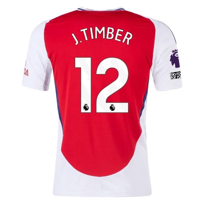 adidas Arsenal Jurrien Timber Home Jersey w/ EPL + No Room For Racism Patches 24/25 (Better Scarlet/White)