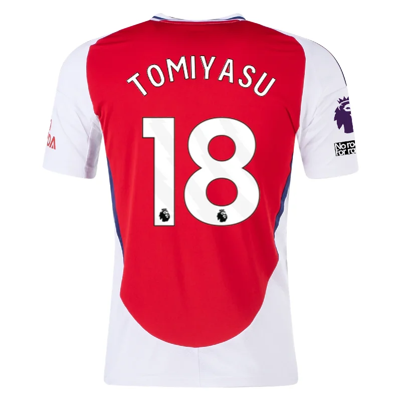 adidas Arsenal Takehiro Tomiyasu Home Jersey w/ EPL + No Room For Racism Patches 24/25 (Better Scarlet/White)