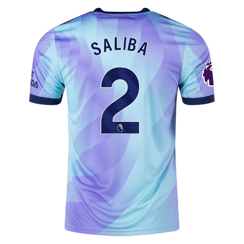 adidas Arsenal William Saliba Third Jersey w/ EPL Patch 24/25 (Clear Aqua/Light Flash Purple)