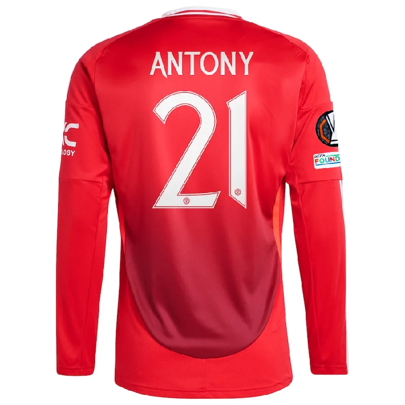 adidas Manchester United Antony Long Sleeve Home Jersey w/ Europa League Patches 24/25 (Red)