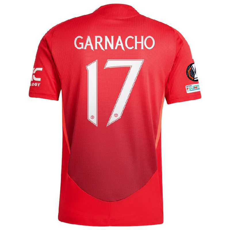 adidas Manchester United Authentic Alejandro Garnacho Home Jersey w/ Europa League Patches 24/25 (MUFC Red/Bright Red)