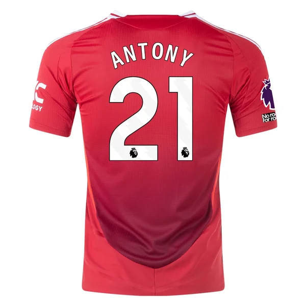 adidas Manchester United Authentic Antony Home Jersey w/ EPL + No Room For Racism Patches 24/25 (MUFC Red/Bright Red)