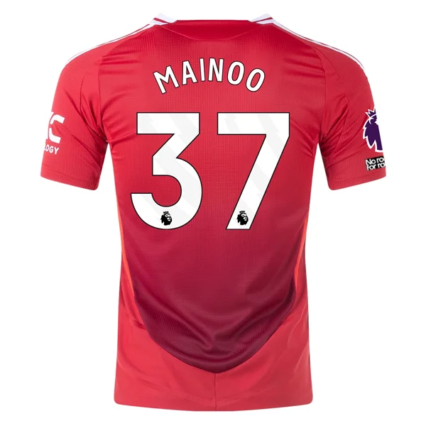 adidas Manchester United Authentic Kobbie Mainoo Home Jersey w/ EPL + No Room For Racism Patches 24/25 (MUFC Red/Bright Red)