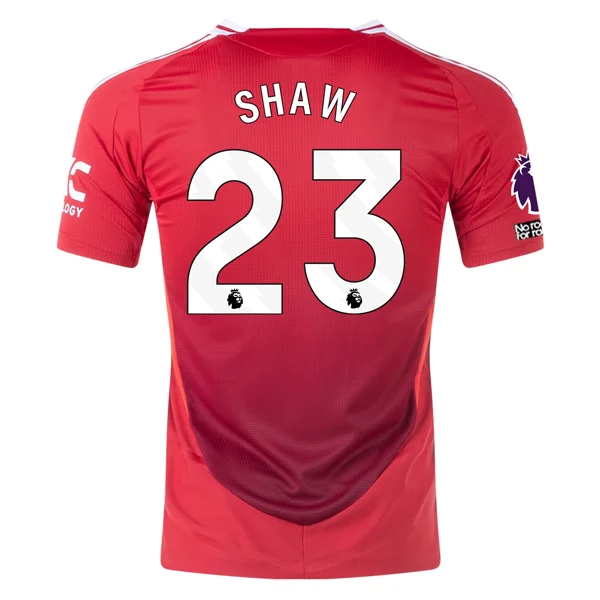 adidas Manchester United Authentic Luke Shaw Home Jersey w/ EPL + No Room For Racism Patches 24/25 (MUFC Red/Bright Red)