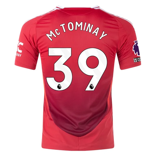 adidas Manchester United Authentic Scott McTominay Home Jersey w/ EPL + No Room For Racism Patches 24/25 (MUFC Red/Bright Red)