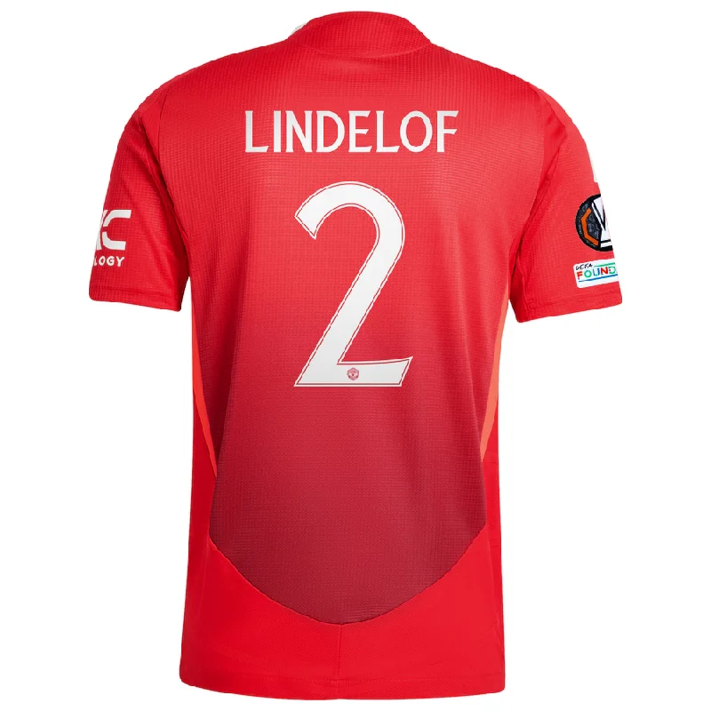 adidas Manchester United Authentic Victor Lindelof Home Jersey w/ Europa League Patches 24/25 (MUFC Red/Bright Red)