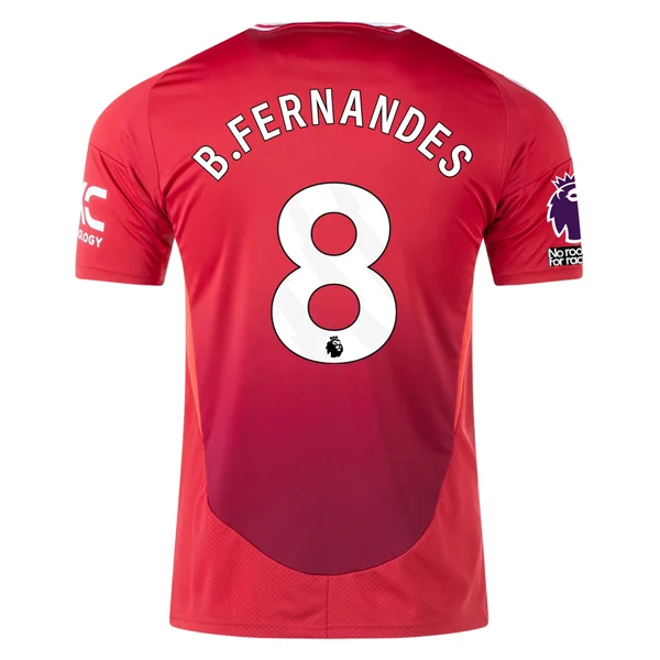 adidas Manchester United Bruno Fernandes Home Jersey w/ EPL + No Room For Racism 24/25 (MUFC Red)