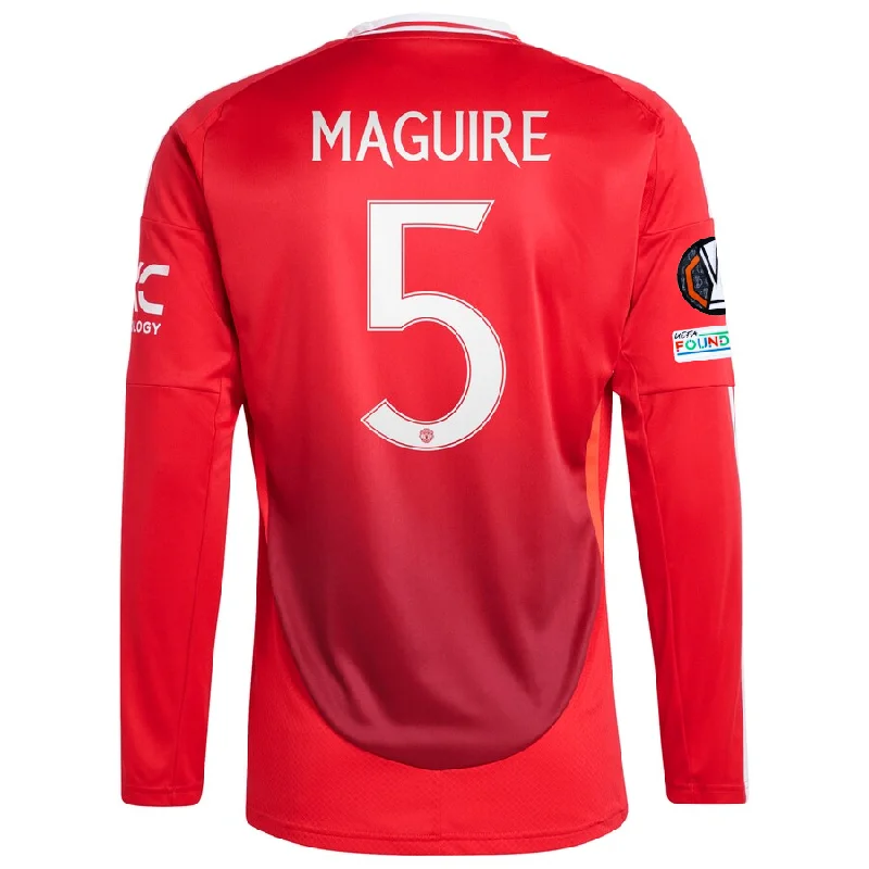 adidas Manchester United Harry Maguire Long Sleeve Home Jersey w/ Europa League Patches 24/25 (Red)