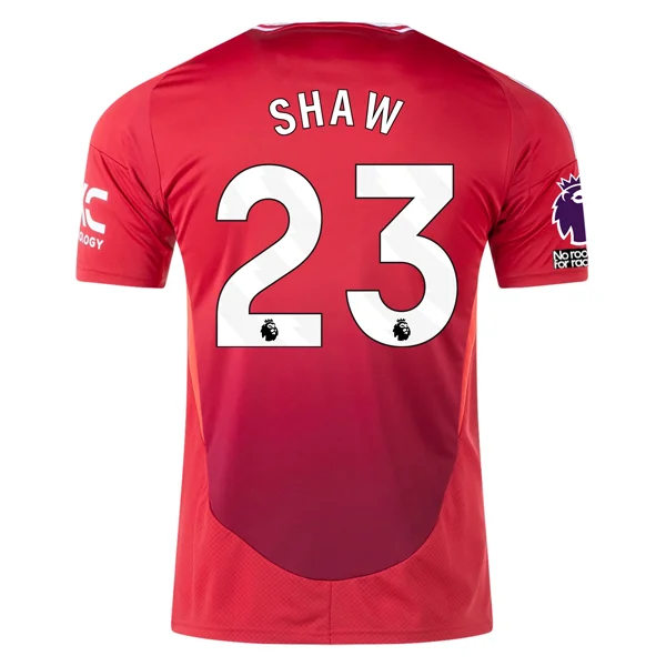 adidas Manchester United Luke Shaw Home Jersey w/ EPL + No Room For Racism 24/25 (MUFC Red)