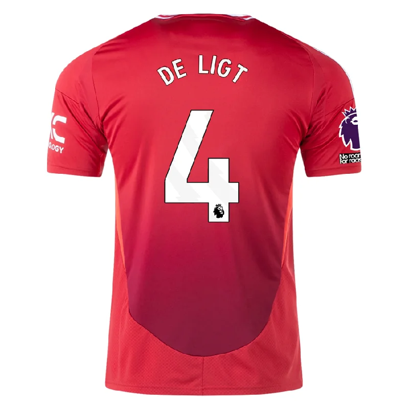 adidas Manchester United Matthijs De Ligt Home Jersey w/ EPL + No Room For Racism 24/25 (MUFC Red)