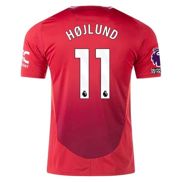 adidas Manchester United Rasmus Højlund Home Jersey w/ EPL + No Room For Racism 24/25 (MUFC Red)