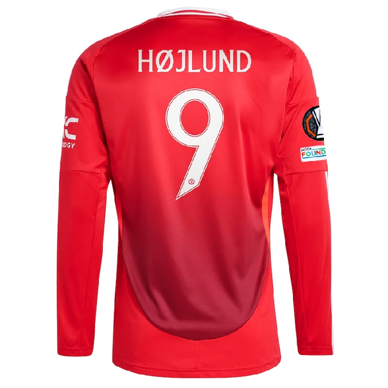 adidas Manchester United Rasmus Højlund Long Sleeve Home Jersey w/ Europa League Patches 24/25 (Red)