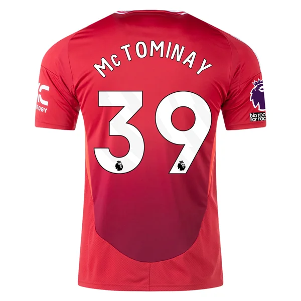 adidas Manchester United Scott McTominay Home Jersey w/ EPL + No Room For Racism 24/25 (MUFC Red)