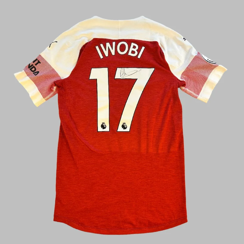 Arsenal 2018/2019 Match Issued/ Worn Poppy Home Shirt - Iwobi 17 - Signed