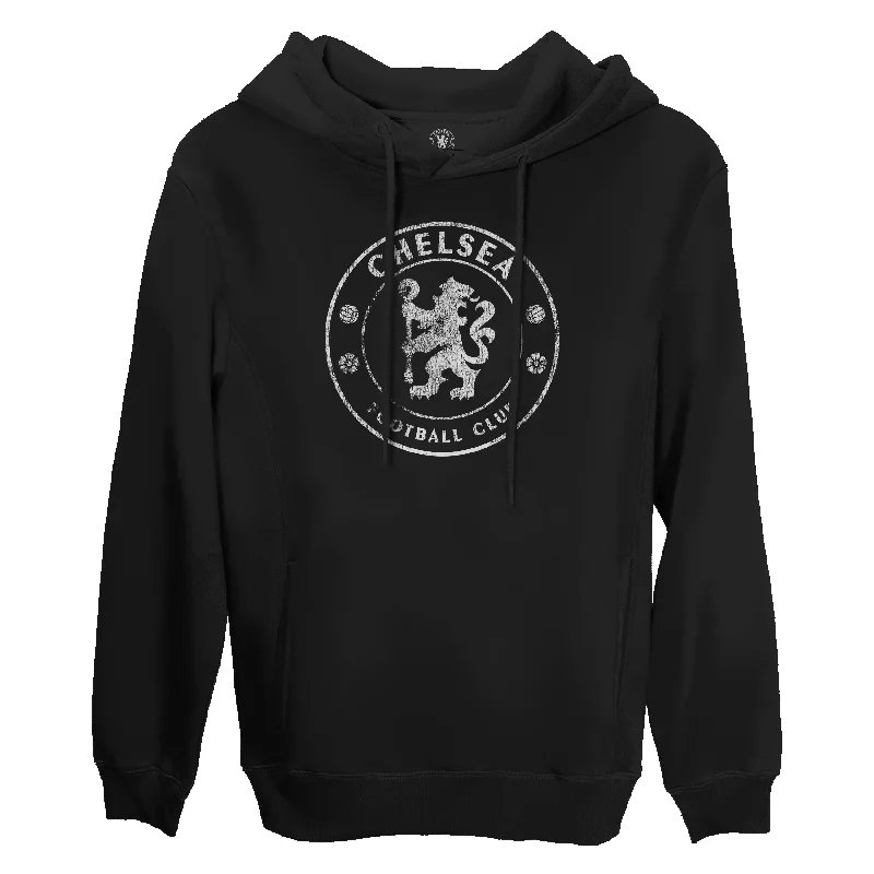 Chelsea FC Mono Badge Fleece Pullover Hoodie - Black