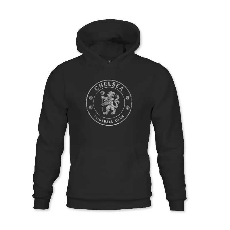 Chelsea FC Mono Badge Youth Fleece Pullover Hoodie - Black