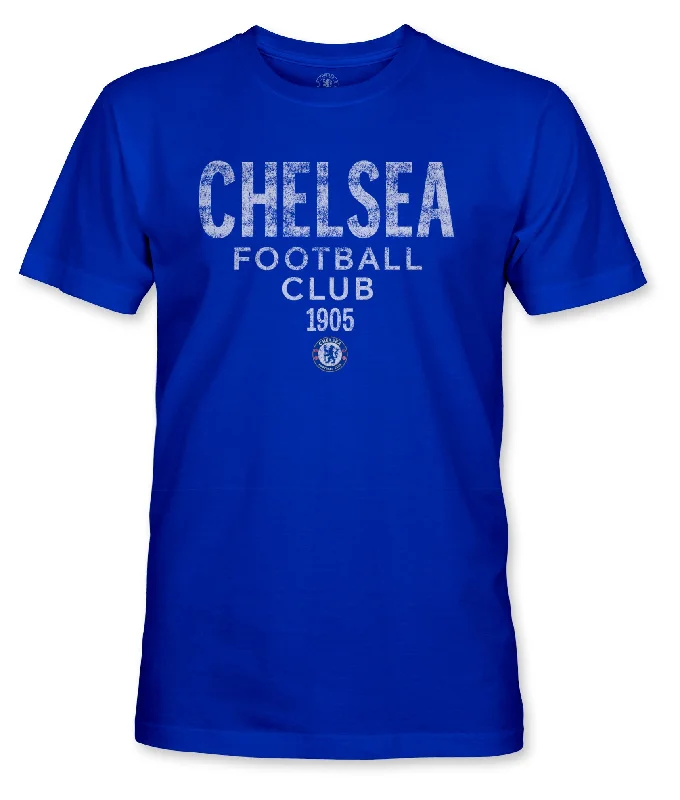 Chelsea FC Tapered Text Cotton T-Shirt - Royal Blue