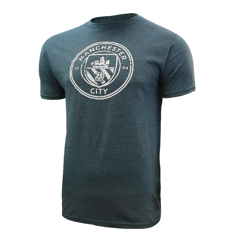 Manchester City Adult Distressed Logo T-Shirt