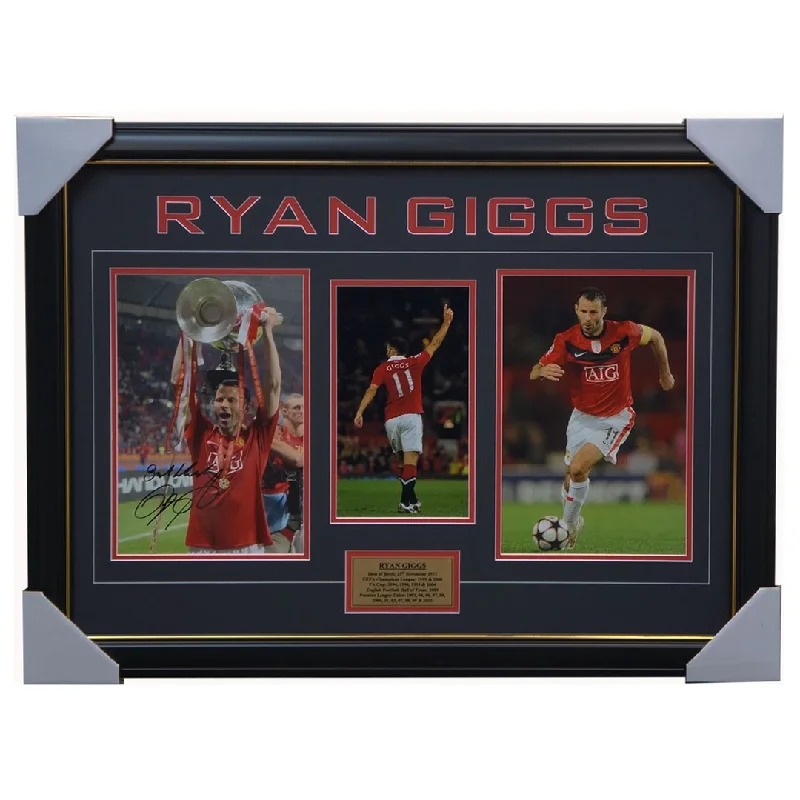 Ryan Giggs Signed Manchester United Photo Framed With Plaque + Coa - 3773