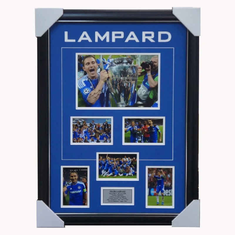 Frank Lampard Hand Signed Chelsea Photo Collage Framed Champions League - 3472