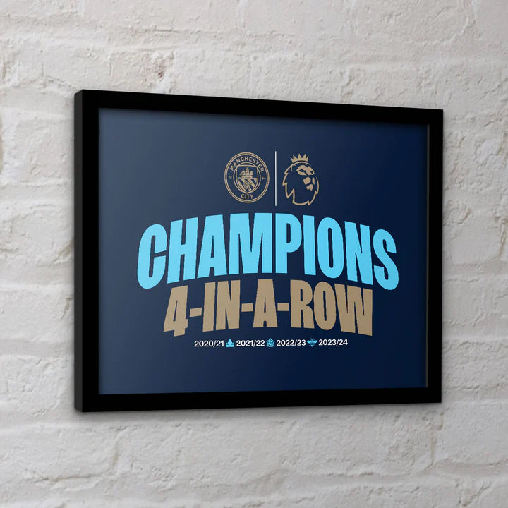 Manchester City (4 In A Row) Collector Print (Framed)