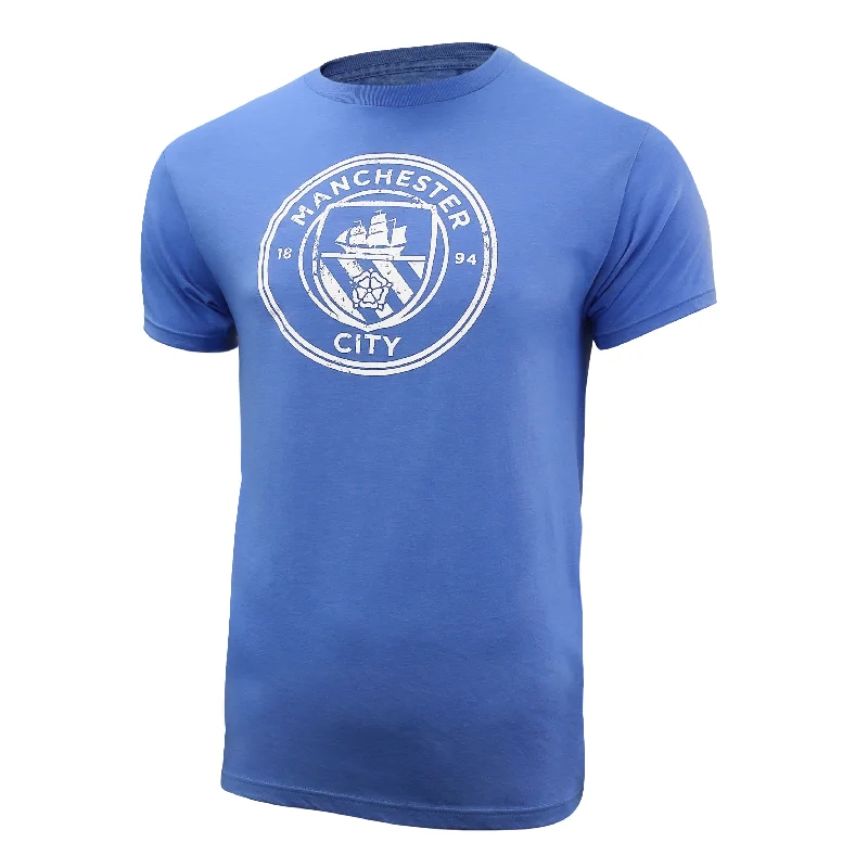 Manchester City Adult Distressed Logo T-Shirt