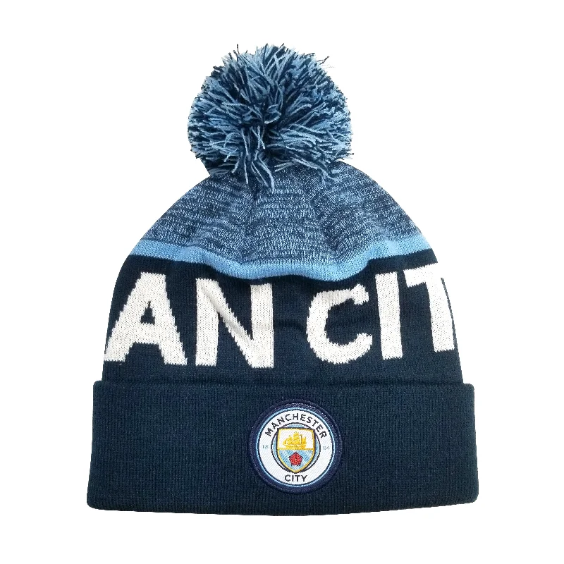 Manchester City FC Adult Unisex Pom Beanie