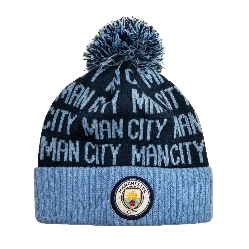 Manchester City FC Adult Unisex Pom Beanie