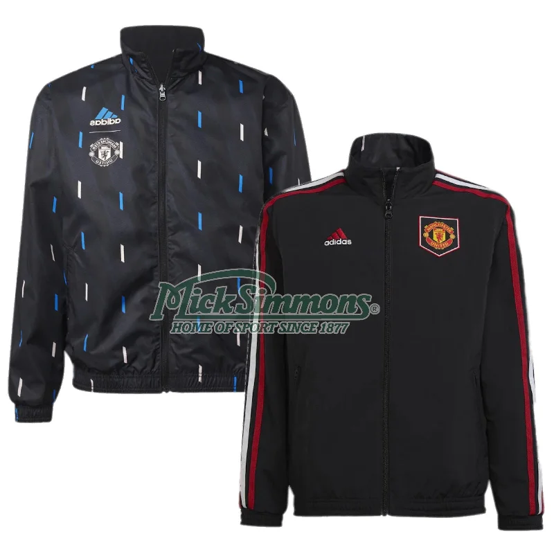 Manchester United FC 2022/23 Reversible Anthem Jacket Football Soccer Black  by Adidas