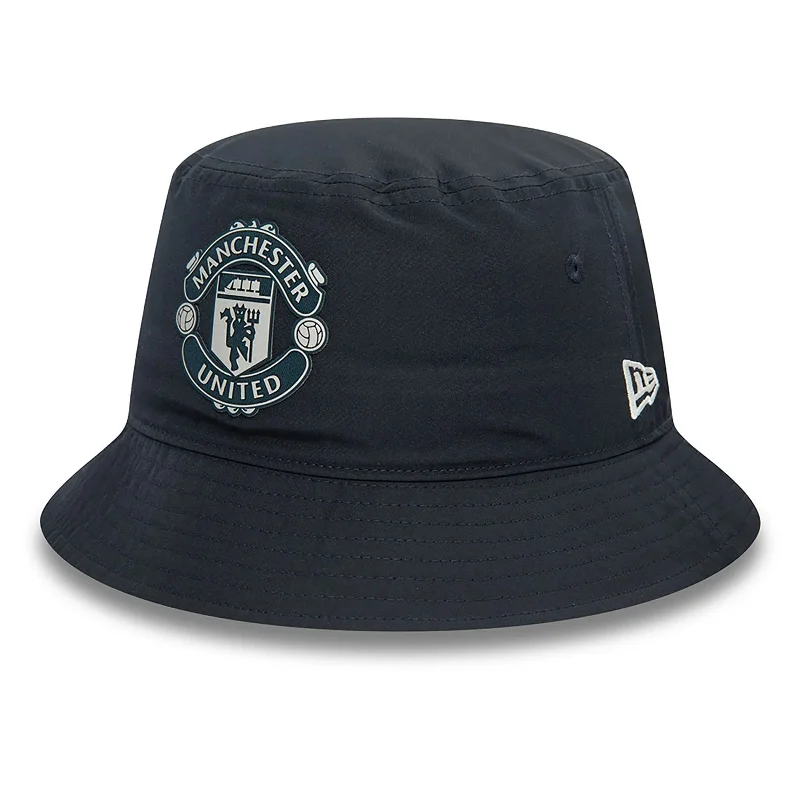 Manchester United FC Rubber Woven Navy Bucket Hat Football Soccer by New Era