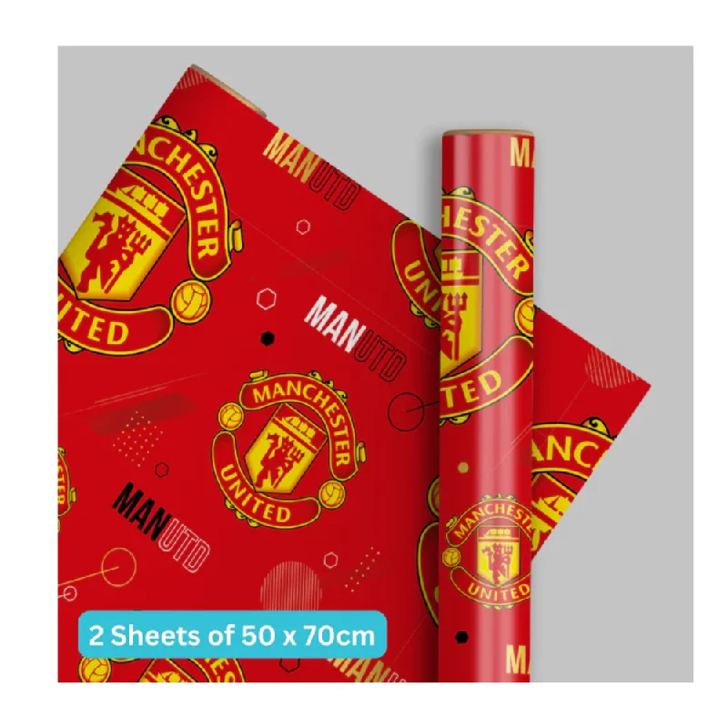 Manchester United Official Crest (2 Sheets 2 Tags) Gift Wrap