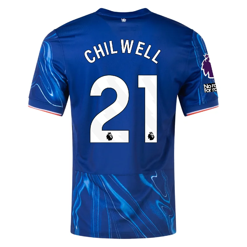 Nike Chelsea Ben Chilwell Home Jersey w/ EPL + No Room For Racism Patches 24/25 (Rush Blue/Team Orange)