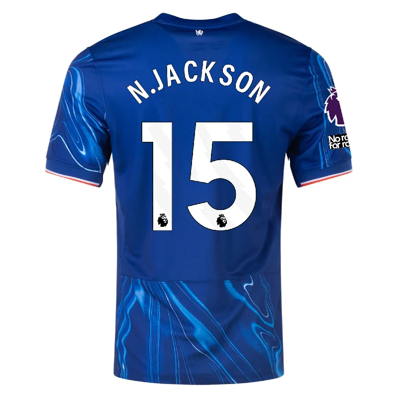 Nike Chelsea Nicholas Jackson Home Jersey w/ EPL + No Room For Racism Patches 24/25 (Rush Blue/Team Orange)