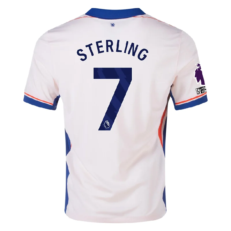 Nike Chelsea Raheem Sterling Away Jersey w/ EPL + No Room For Racism Patches 24/25 (Guava Ice/Rush Blue)