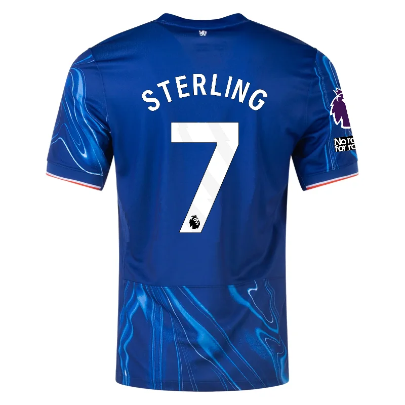 Nike Chelsea Raheem Sterling Home Jersey w/ EPL + No Room For Racism Patches 24/25 (Rush Blue/Team Orange)