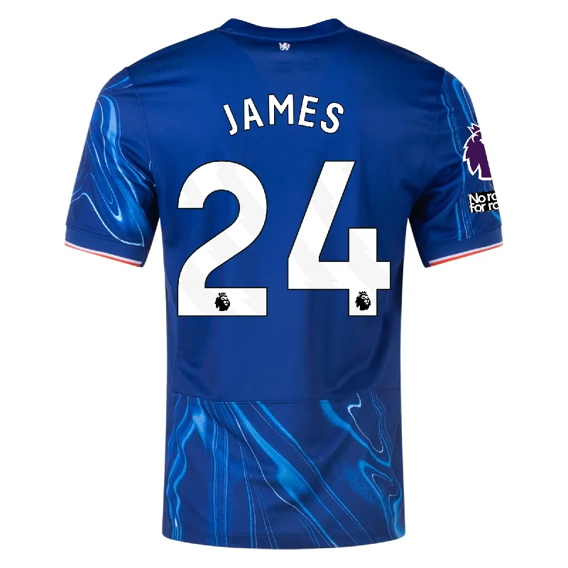 Nike Chelsea Reece James Home Jersey w/ EPL + No Room For Racism Patches 24/25 (Rush Blue/Team Orange)