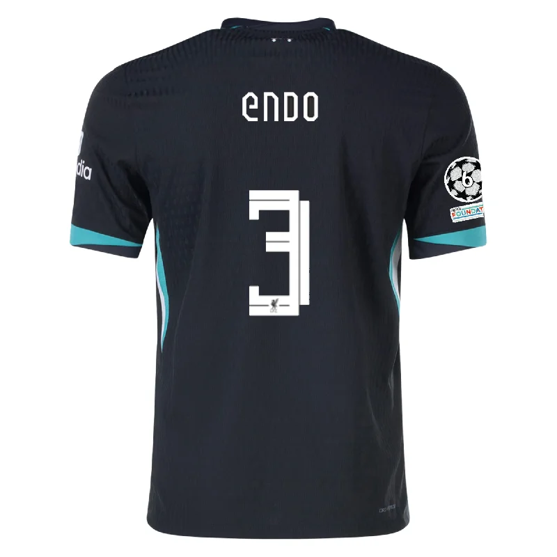 Nike Liverpool Authentic Wataru Endō Away Jersey w/ Champions League 24/25 (Night Forest/Washed Teal)