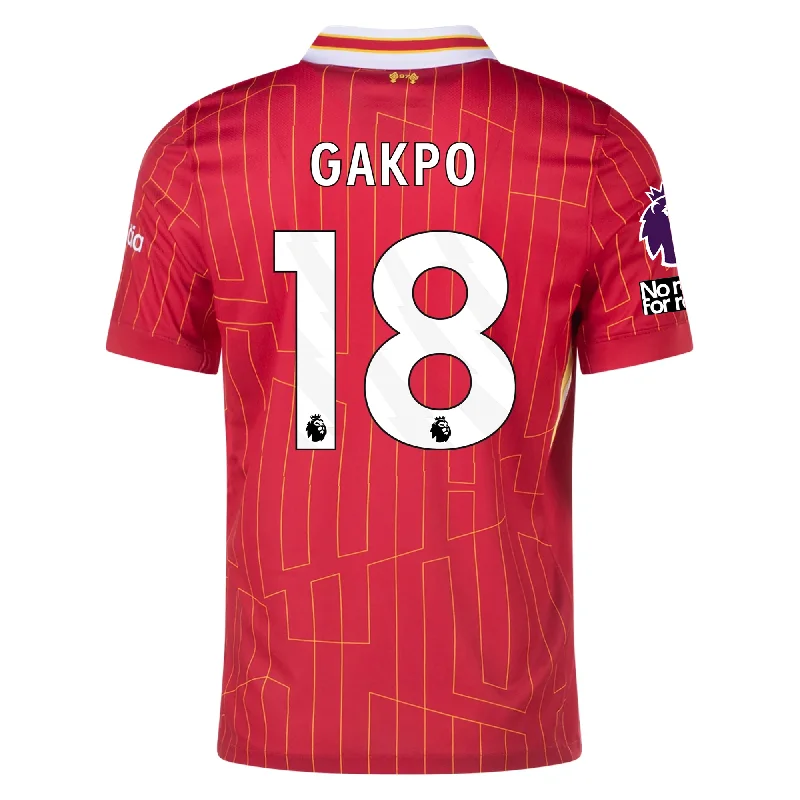 Nike Liverpool Cody Gakpo Home Jersey w/ EPL + No Room For Racism Patches 24/25 (Gym Red/Chrome Yellow)