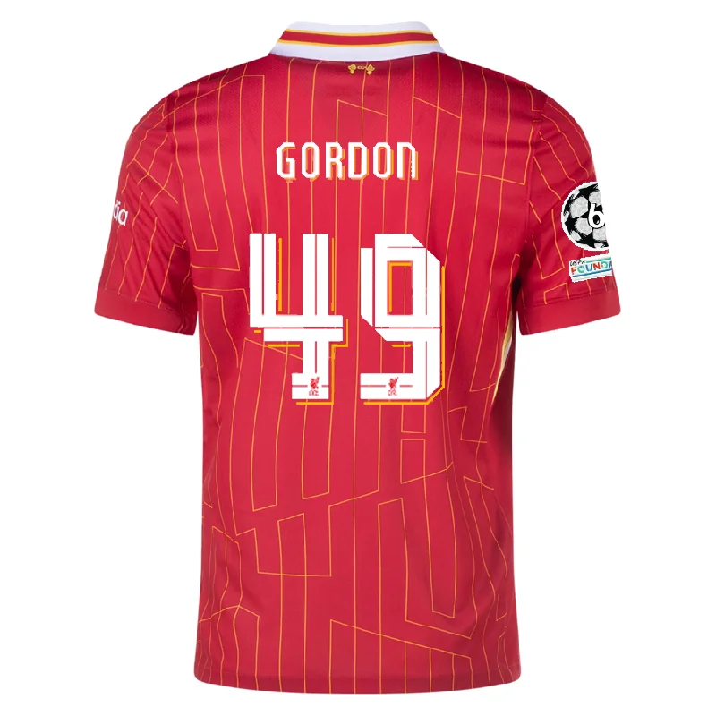 Nike Liverpool Kaide Gordon Home Jersey w/ Champions League Patches 24/25 (Gym Red/Chrome Yellow)