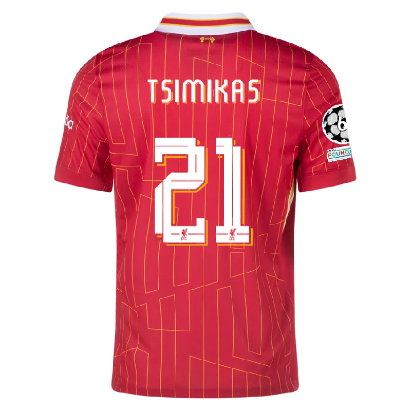 Nike Liverpool Konstantinos Tsimikas Home Jersey w/ Champions League Patches 24/25 (Gym Red/Chrome Yellow)