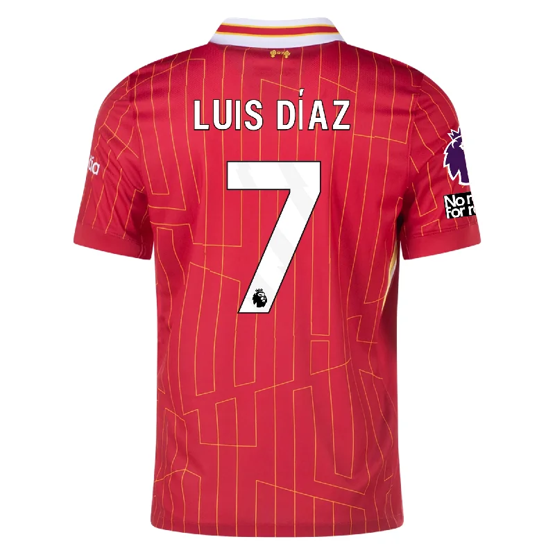 Nike Liverpool Luis Díaz Home Jersey w/ EPL + No Room For Racism Patches 24/25 (Gym Red/Chrome Yellow)